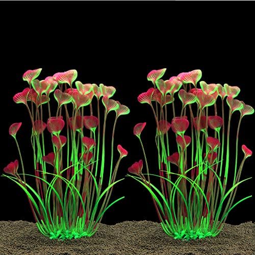 ALEGI Aquarium Plastic Plants,Artificial Plants Decoration 16 inch 2Pcs