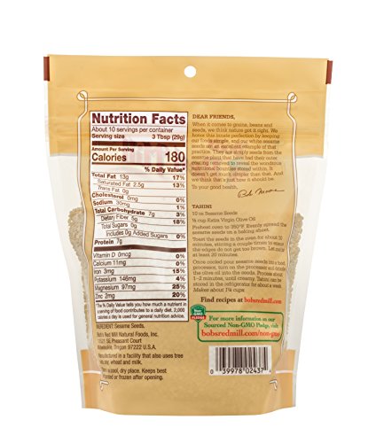 Bob's Red Mill Resealable Hulled White Sesame Seeds, 10 Ounce (Pack of 6)