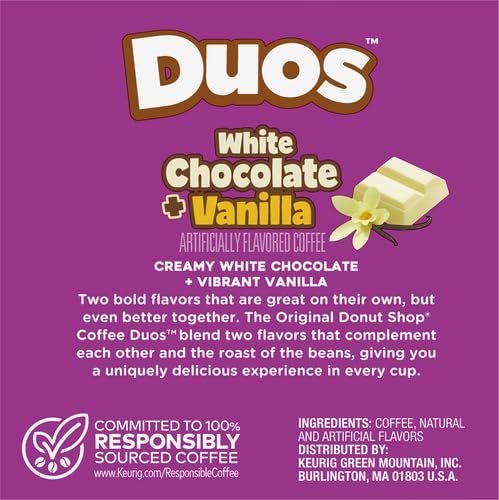The Original Donut Shop Duos White Chocolate + Vanilla, Keurig Single Serve K-Cup pods, 12 Count