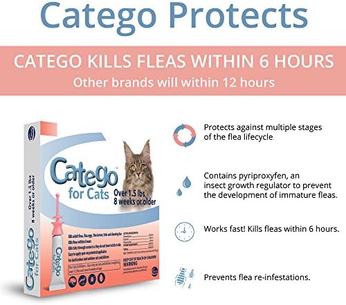 Catego for Cats Flea and Tick Treatment & Prevention (Over 1.5 lbs) 1-Month Supply