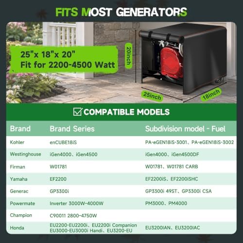 Generator Cover Portable Waterproof,Generator Rain Cover for Outside,Universal Generator Cover for Most Portable Generators 5000-10000 Watt(32"L x 24"W x 24"H)