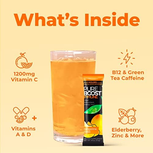 Pureboost Sugar-Free Immune Clean Energy Booster Drink Mix, Combo Pack 30ct