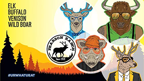 Pearson Ranch Wild Grass Fed Game Variety Pack of 4-2.1oz Bags - Venison, Elk, Buffalo, & Wild Boar - Gluten-Free, MSG-Free, Paleo and Keto Friendly