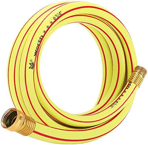 Lead-in Yellow Short Garden Hose 3/4 in. x 5 ft. -No Kink, Leak Free, Flexible, Male to Female Fittings -Heavy Duty Lightweight PVC Water Hose -150PSI Work & 500PSI Burst, for Reel Cart & Outdoor Use