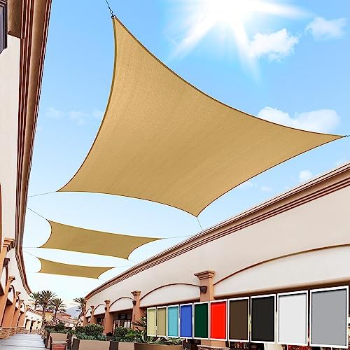 Royal Shade 20' x 22' Sand Beige Rectangle Square Sun Shade Sail Order to Make RTAPR1013 Canopy, UPF50+ 95% UV Blockage