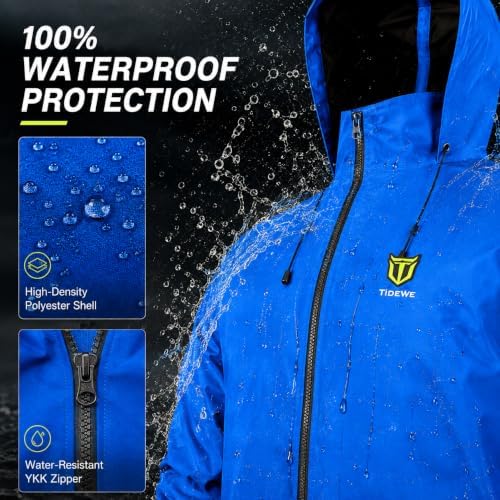 TIDEWE Rain Suit for Men, Waterproof Lightweight 2-Piece Rain Gear