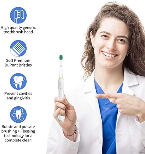 Schallcare Replacement Brush Heads Compatible with Oral B Braun Electric Toothbrush - Floss Toothbrush Head Fits for Oral B Pro 1000 Genius Smart