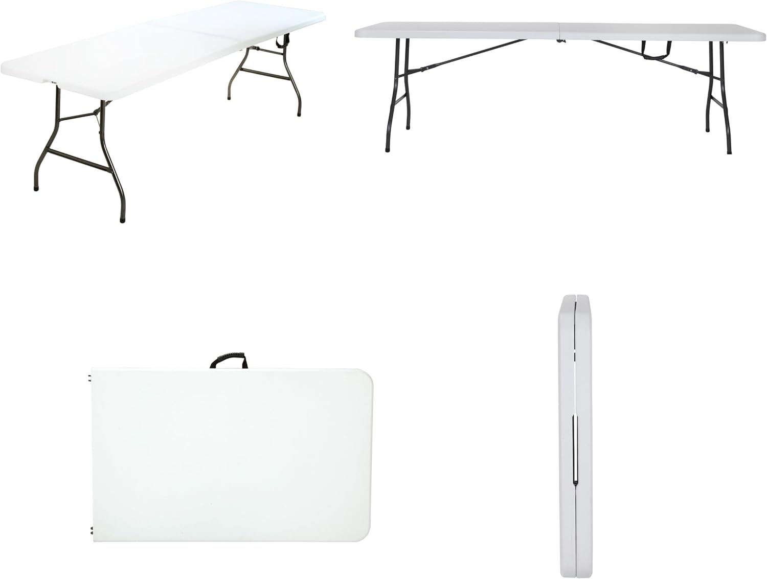 Cosco 6ft Fold-in-Half Blow Molded Folding Table, Indoor/Outdoor, Comfort Handle, Lightweight Plastic Construction - White