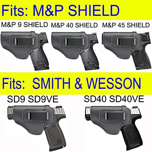 IWB Leather Holster for Inside Waistband Concealed Carry Fits:S&W M&P Shield-Glock19 26 29 30 32 43-Beretta Px4-RUGER EC9s-SIG-HK-Taurus-XDS or Similar Sized Handguns
