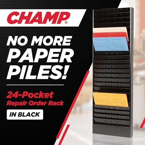 CHAMP Repair Order Rack, 18-Pocket Wall Mount Organizer, Gray
