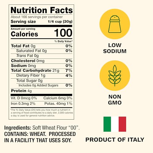 Cento Anna Napoletana Tipo "00" Extra Fine Unbleached Flour, 11 Pound | Unbleached Soft Wheat Flour Grown and Milled in Italy, Naples-Style
