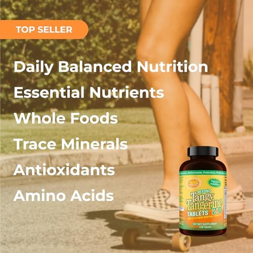 Youngevity Beyond Tangy Tangerine 2.0 Multivitamin Mineral Tablets, 2-Pack | 240 tablets, 60 servings, prebiotics, probiotics, amino acids, enzymes, sugar-free, gluten-free, 160,000 ORAC, travel-ready