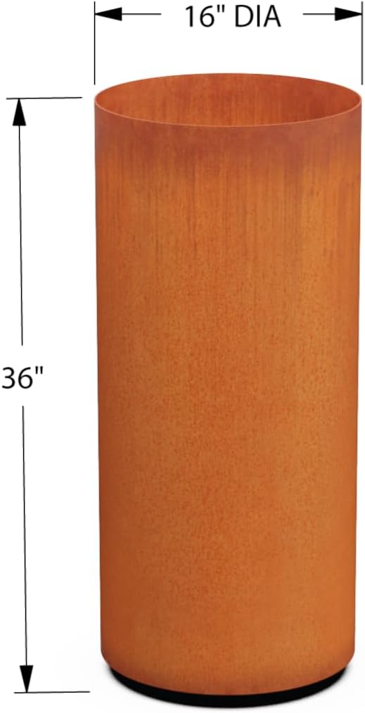 Plantercraft Large Round Planters for Outdoor Plants - 24 Inch Corten Steel Planter for Patio