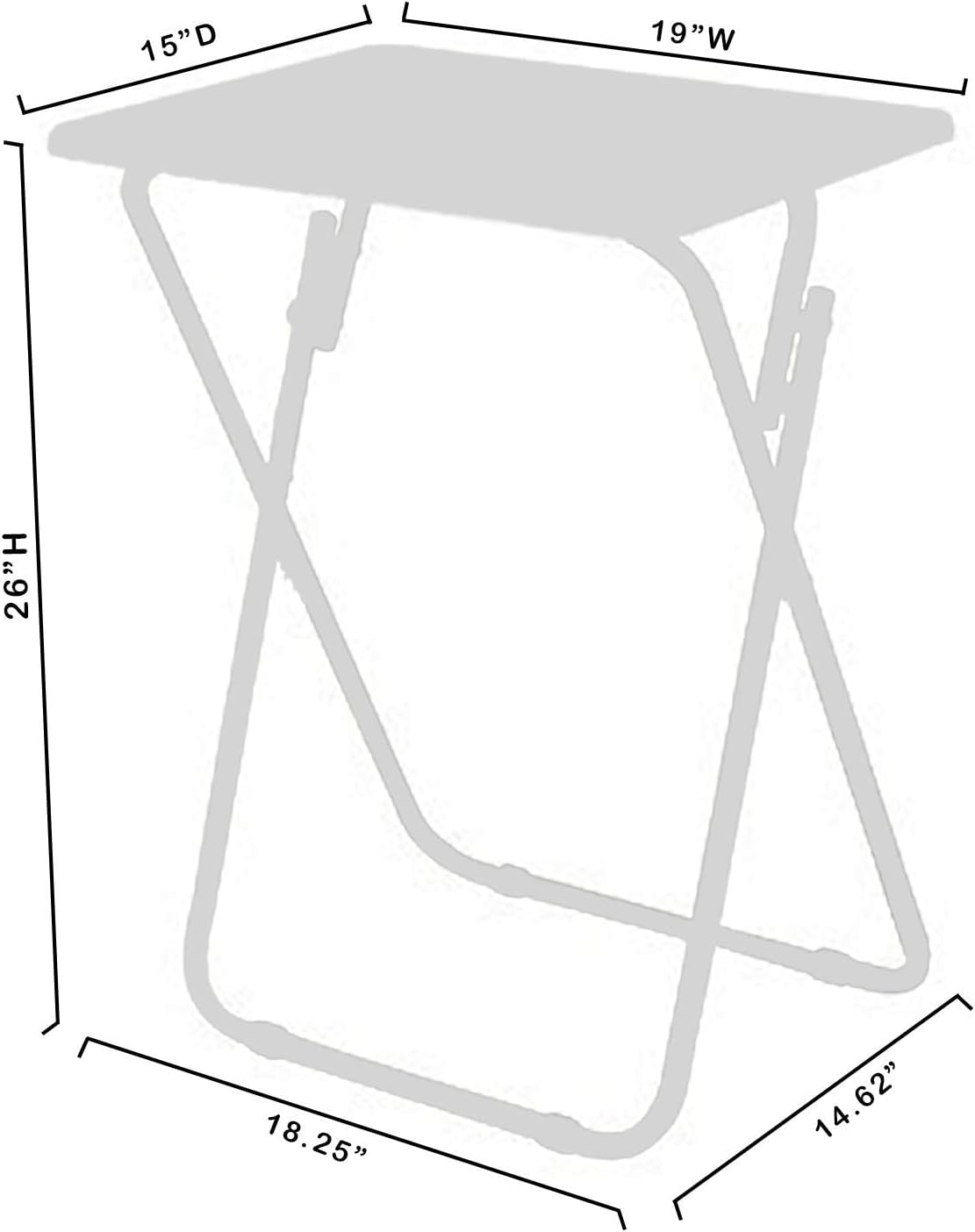Folding TV Tray Tables, for Small Space, Black, Set of 2 | 19" X 15" X 26", For Eating, Portable Dinner Table, Couch & Living Room