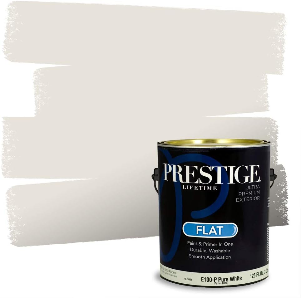 PRESTIGE Paints Exterior Paint and Primer In One, 1-Gallon, Semi-Gloss, Comparable Match of Sherwin Williams* Pure White*