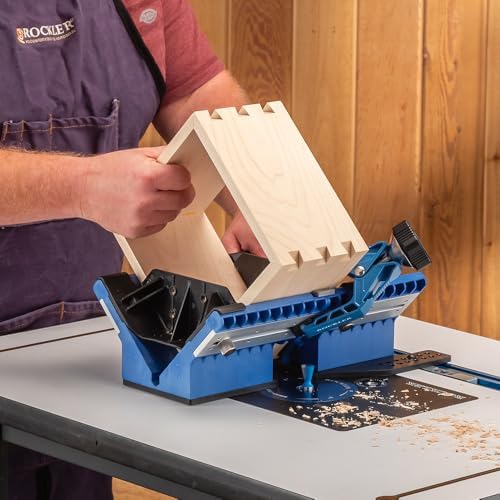 Rockler Deluxe Spline Jig for Table Saw & Router Table - Adjustable Box Joint Fixture with 45 Degree Miter Sled