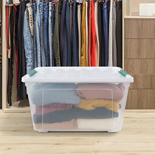 17.5 L Clear Plastic Storage Box, 4-Pack Latch Storage Bin