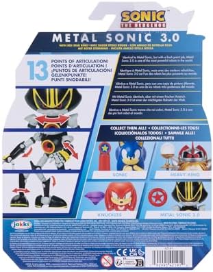 Sonic the Hedgehog 4-inch Metal Sonic 3.0 Action Figure with Red Star Accessory. Ages 3+ (Officially licensed by Sega)