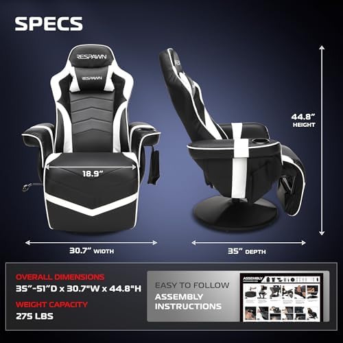 Respawn 900 Gaming Recliner Chair with Footrest, Cup Holder and Swivel