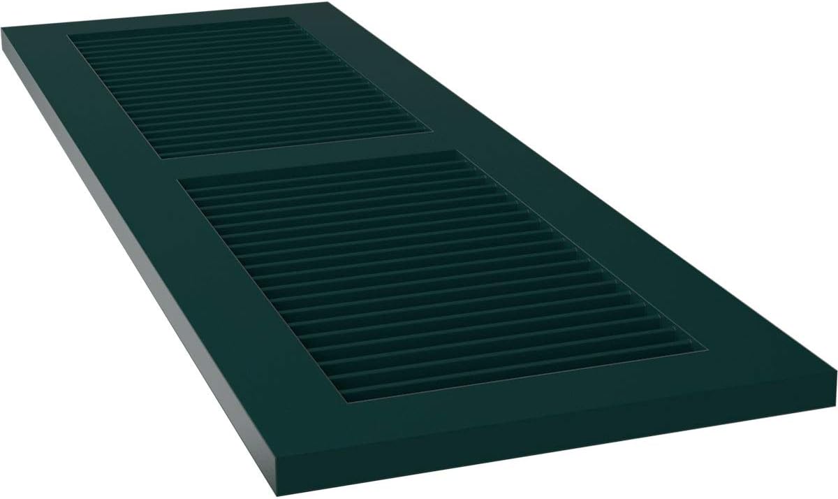 18"W x 60"H True Fit PVC Two Equal Louver Shutters, Unfinished (Per Pair - Hardware Not Included)