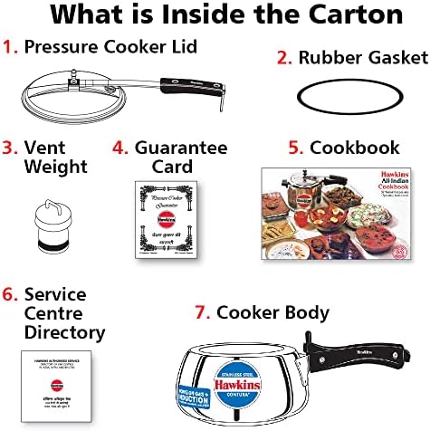 Hawkins Contura Pressure Cooker, Stainless Steel Inner Lid Cooker, Handi Cooker, Induction Cooker, Small Cooker, Silver SSC20 2 Litre