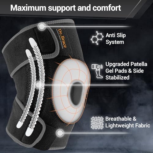 DR. BRACE ELITE Knee Brace with Side Stabilizers & Patella Gel Pads for Maximum Knee Pain Support and fast recovery for men and women-Please Check