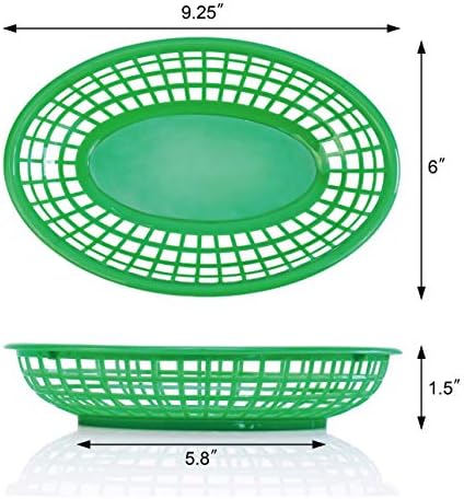 New Star Foodservice 44126 Fast Food Baskets, 9 1/4-Inch x 6-Inch Oval, Set of 12, Green
