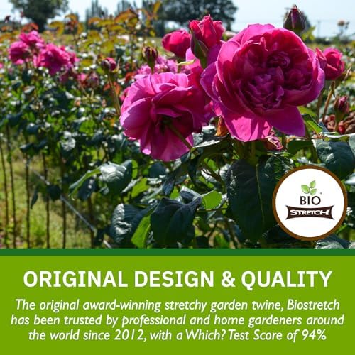 Bio-Stretch Soft Garden Twine & Plant Ties for Outdoor Plants, 1 Ball Green