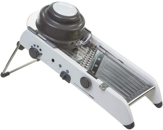 PL8 Professional Mandoline - Versatile Slicer with Adjustable Straight, Waffle, and Julienne Blades, Extra-Wide Stainless Steel Deck