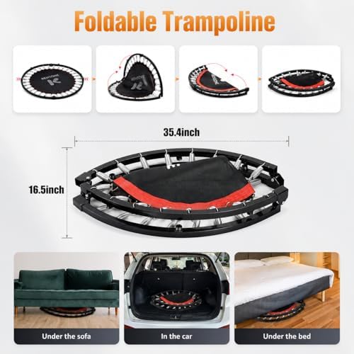 KENSONE 40"/48" Rebounder Trampoline for Adults Indoor Handle 330/450 LBS