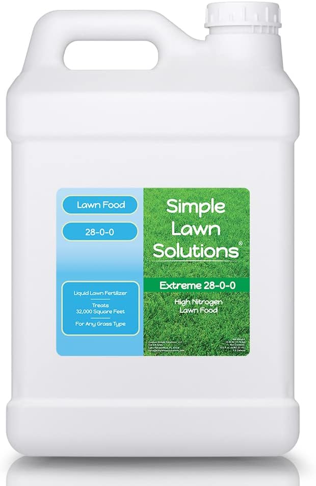 Maximum Green & Growth Fertilizer High Nitrogen 28-0-0 Liquid Lawn Food Spray Spring & Summer- Any Grass Type- Simple Lawn Solutions - Concentrated Quick & Slow Release Attached Sprayer (32 Ounce)
