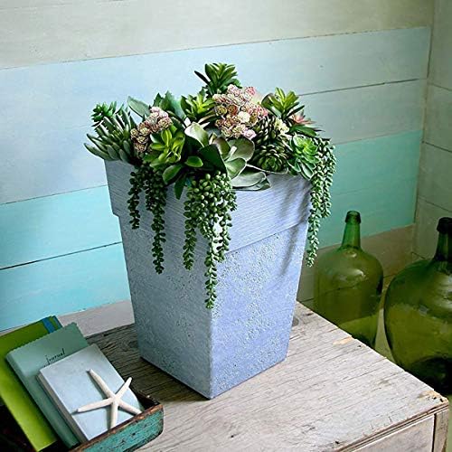 The HC Companies 18 Inch Avino Tall Square Planter - Decorative Indoor Outdoor Plant Pot for Front Porch, Deck, Patio and Home, Oxidized Black