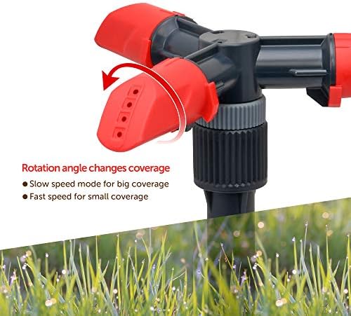 Eden 94120 Automatic Rotating Lawn and Garden Sprinkler for Yard, Large Area Coverage W/Quick Connect Starter Set, Weighted Base