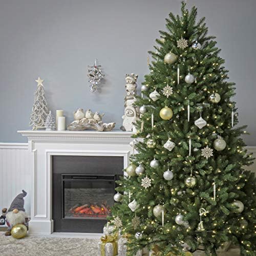 National Tree Company 7.5 ft Pre-Lit Dunhill Fir Artificial Christmas Tree, 600 Warm White LED Lights, 2, 189 Tips, Includes Stand