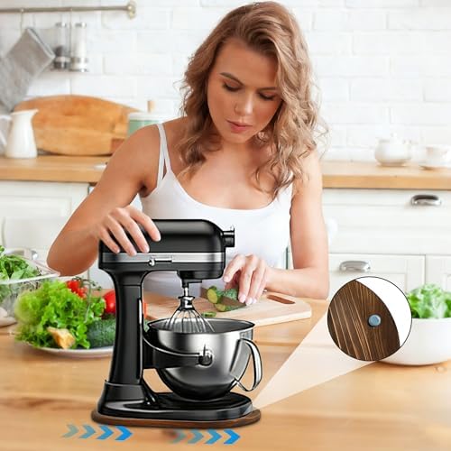 Mixer Slider Mat for KitchenAid 4.5-5 Qt Tilt Head Stand Mixers (Brown) | Pine Wood Moving Tray for Kitchenaid Artisan, Storage Organizer for Kitchen Countertop Accessories and Attachments