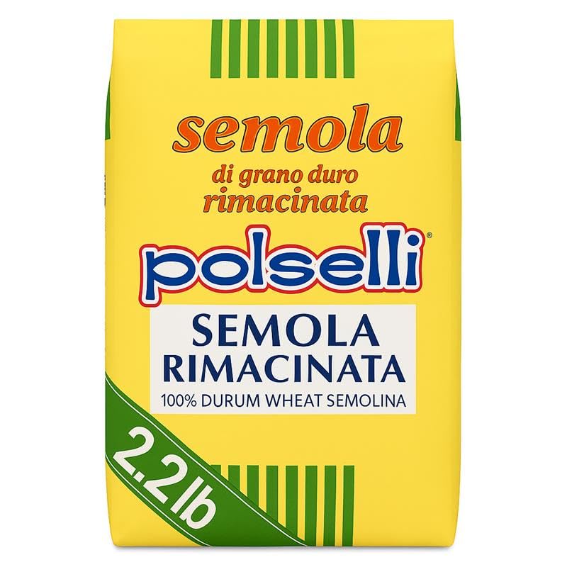 POLSELLI Semola Flour, Semolina Rimacinata Di Grano Duro, 1 kg (2.2 lbs)