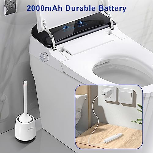Electric Toilet Brush, Silicone Toilet Brush, Toilet Bowl Brush and Holder Set with Ventilated Holder, Toilet Brush, Floor Standing
