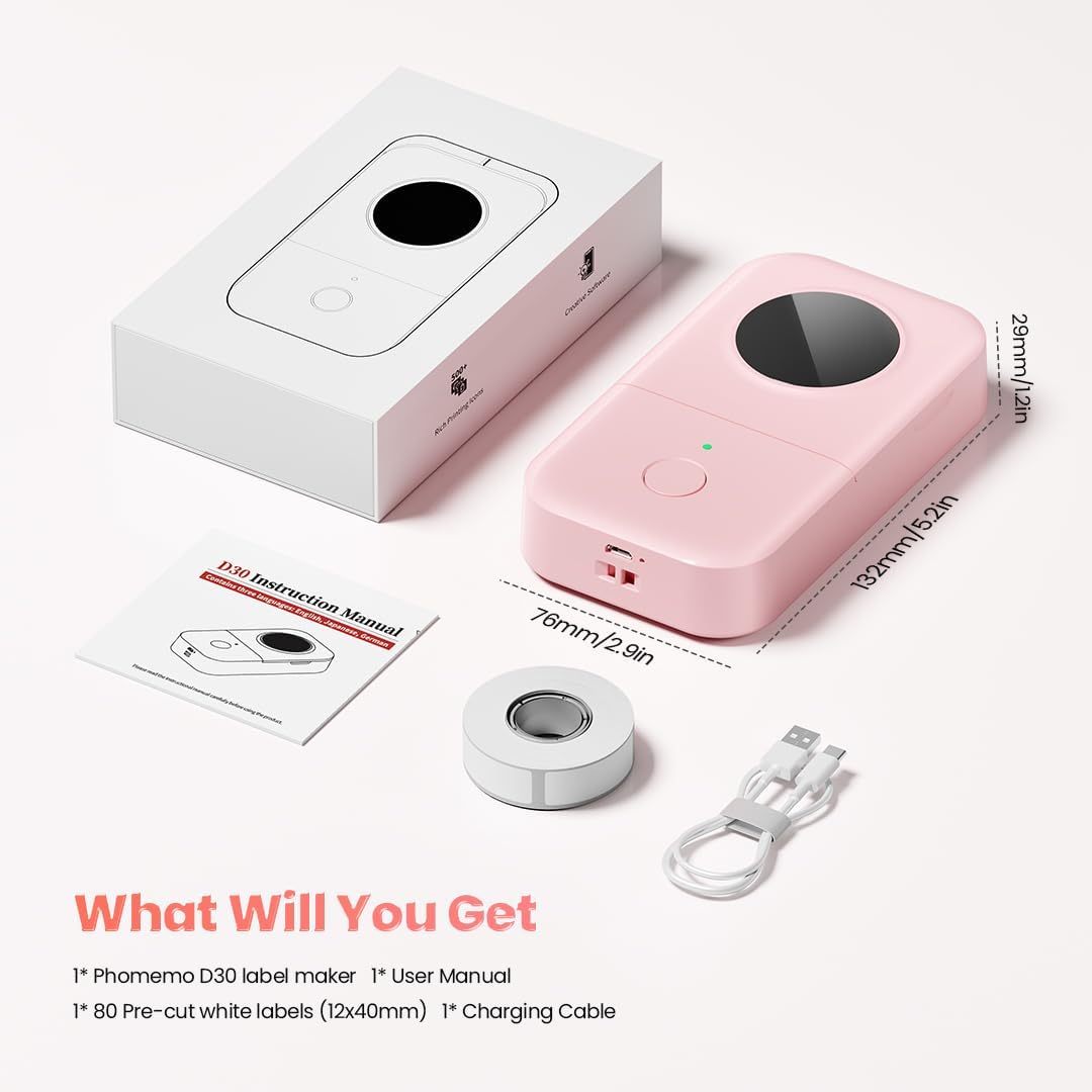 Phomemo Label Maker, D30 Bluetooth Mini Label Maker Machine with Tape
