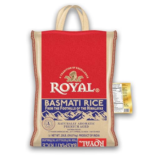 Authentic Royal - Naturally Aged Long Grain Indian White Basmati Rice - 20 Pound