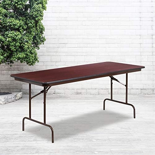 Flash Furniture 6 ft Laminate Folding Banquet Table, Mahogany | Durable Construction, Commercial Use