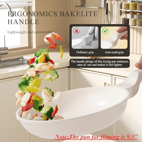 Induction Nonstick Frying Pan,Light Weight Skillet,Healthy Non Toxic Omelet Pan,All Stoves Compatible Egg Pan (grey, 8inch)