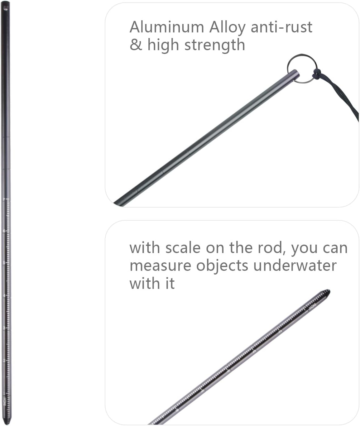 ORCATORCH Scuba Diving Pointer 13 inchs Aluminum Alloy Lobster Tickle Pointer Underwater Shaker Noise Maker Dive Stick Rod with Lanyard Multifunctional Scuba Diving Accessories