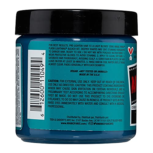 MANIC PANIC Classic Siren's Song Semi Permanent Hair Color - Neon Blue-Green Hair Dye for Women & Men That Lasts 4-6 Weeks - Vegan