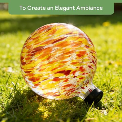 Lily's Home Glass Gazing Ball, A Colorful Addition to Any Garden or Home, Ideal As a Housewarming Gift. 10 Inch (Calming Water)