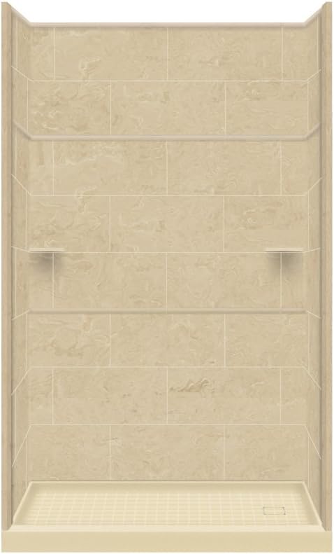 Transolid RKWFX6027R-96S Remodel Right-Hand Alcove Shower Kit with Extension, 32" x 60" x 99", Almond Sky