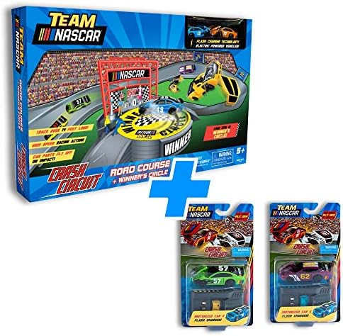 Slot Car Race Track Sets | NASCAR Crash Circuit Short Track | 2 Electric Powered Cars with Flash Chargers | Race Tracks for Kids Ages 4-8 | Car