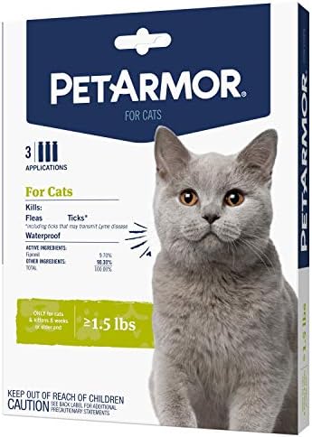 PetArmor for Cats, Flea & Tick Treatment for Cats (Over 1.5 Pounds), Includes 3 Month Supply of Topical Flea Treatments