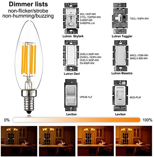 LiteHistory B10 E12 Led Bulb,Light Bulbs 60 watt Soft White,Dimmable,2700K | 6w=60w Led Light Bulbs,600lm,AC120V,360°,ETL,B11,Candelabra Light Bulbs for Chandelier Light Bulbs,Ceiling Fan,Pendant,12Pack