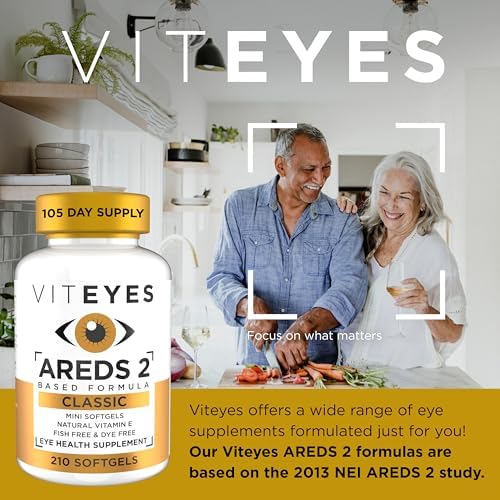 Viteyes AREDS 2 Classic Macular Health Formula Softgels, Eye Health Vitamin to Support Macular Health, Lower Zinc, Eye Vitamins, Macular Vitamins, Beta-Carotene Free, 180 Softgels