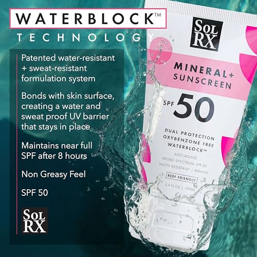 SolRX MINERAL+ SPF 50 Zinc Oxide Sunscreen, Reef Safe Face & Body | Designed For Healthy Outdoor Lives, Perfect For Running, Swimming, Cycling